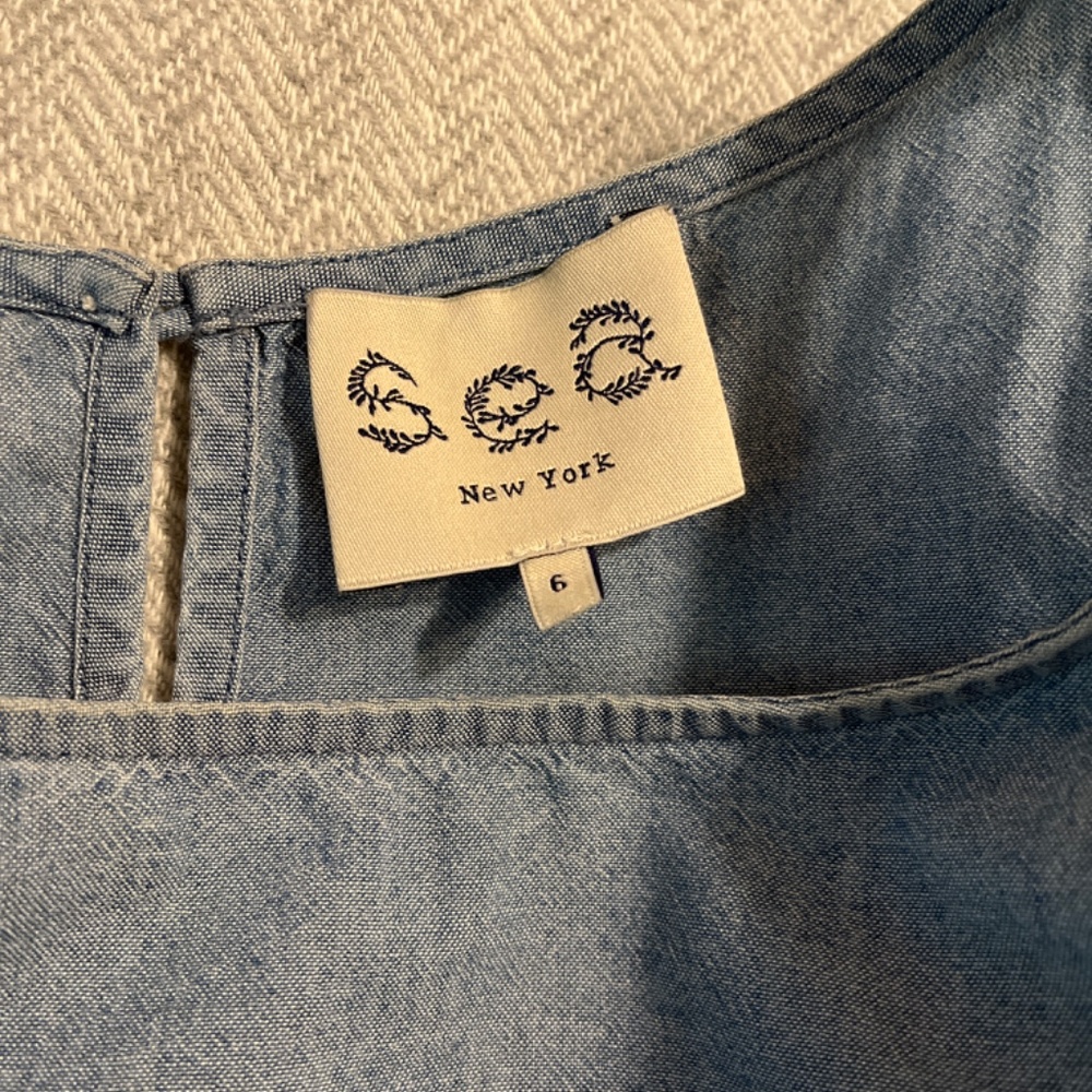 CONSIGNED Sea New York Denim Cold Shoulder Bow Tie Top - Picture 3 of 4